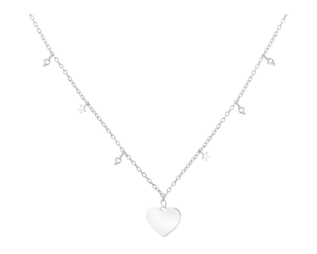 Rhodium Plated Silver Necklace with Cubic Zirconia