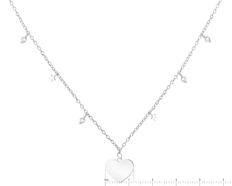 Rhodium Plated Silver Necklace with Cubic Zirconia