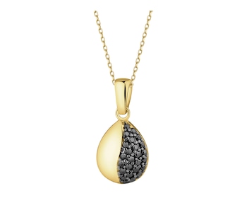 585 Yellow Gold/Black Rhodium Pendant with Cubic Zirconia