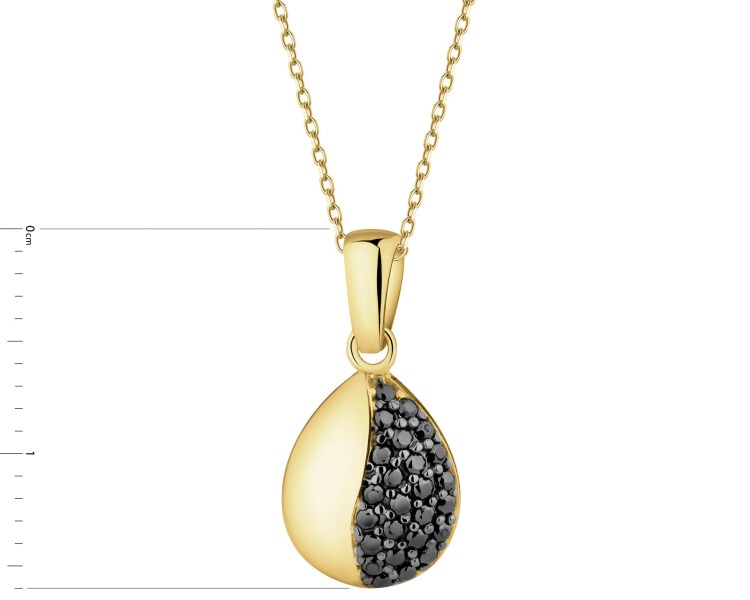 585 Yellow Gold/Black Rhodium Pendant with Cubic Zirconia