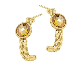 8 K Yellow Gold Earrings with Cubic Zirconia