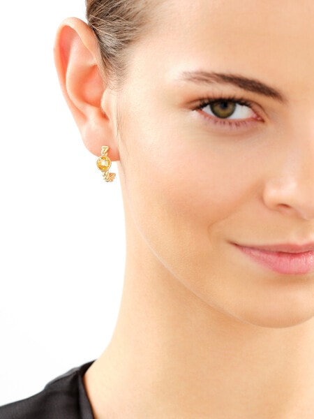 8 K Yellow Gold Earrings with Cubic Zirconia