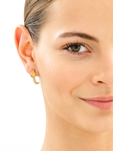 8 K Yellow Gold Earrings with Cubic Zirconia