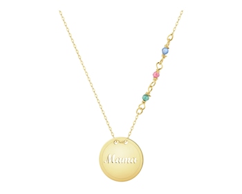 9 K Yellow Gold Necklace with Cubic Zirconia