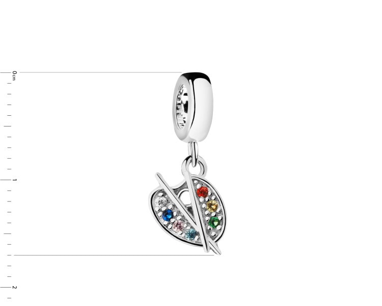 Rhodium Plated Silver Beads For Kids Pendant with Cubic Zirconia