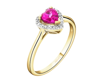 9 K Rhodium-Plated Yellow Gold Ring - fineness 9 K