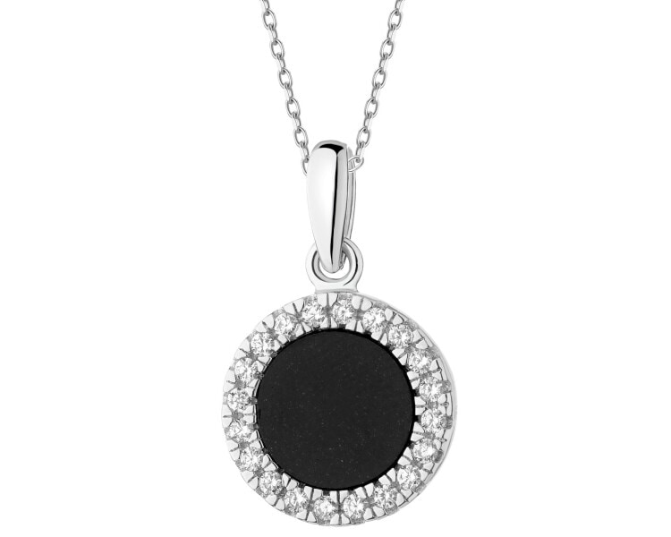 Rhodium Plated Silver Pendant with Cubic Zirconia