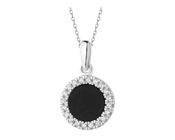 Rhodium Plated Silver Pendant with Cubic Zirconia