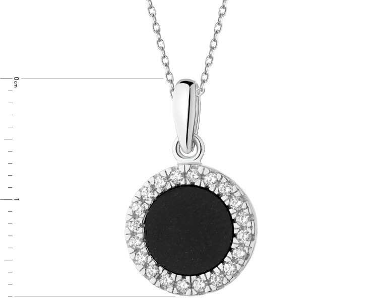 Rhodium Plated Silver Pendant with Cubic Zirconia