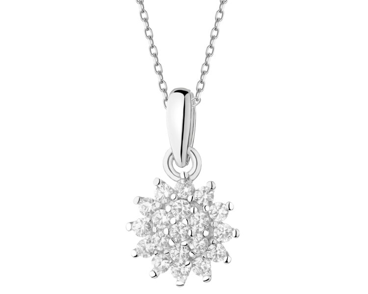 Rhodium Plated Silver Pendant with Cubic Zirconia