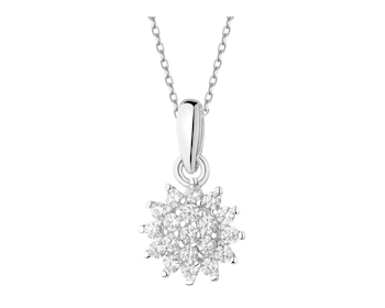 Rhodium Plated Silver Pendant with Cubic Zirconia