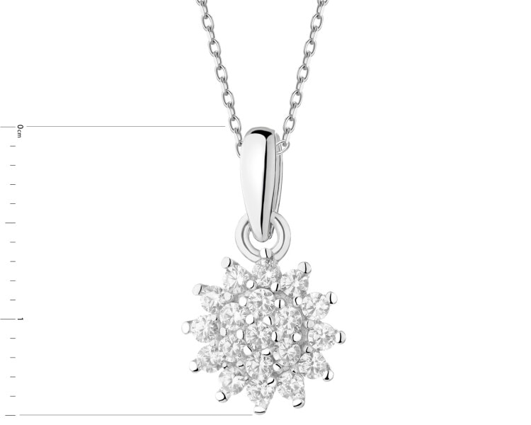 Rhodium Plated Silver Pendant with Cubic Zirconia