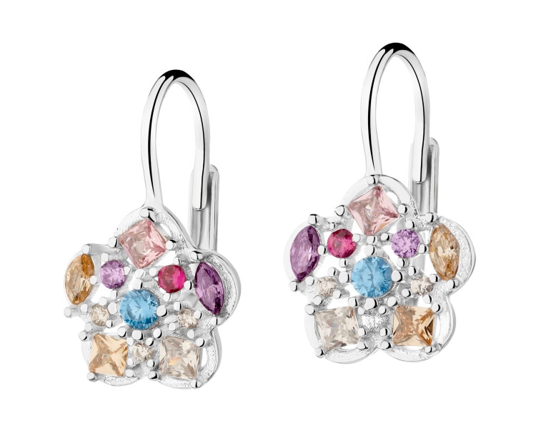 Rhodium Plated Silver Earrings with Cubic Zirconia