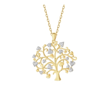 9 K Rhodium-Plated Yellow Gold Pendant with Diamonds - 0,008 ct - fineness 9 K