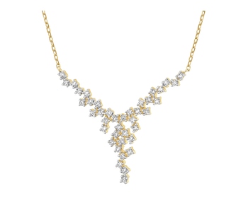 14 K Rhodium-Plated Yellow Gold Necklace with Diamonds - 0,24 ct - fineness 14 K