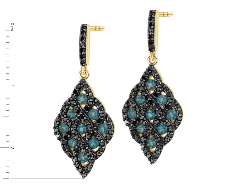 585 Yellow Gold Ruthenium-Plated Dangling Earring - fineness 585