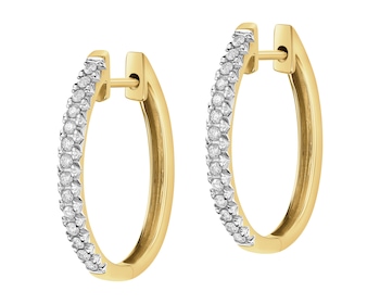 14 K Rhodium-Plated Yellow Gold Hoop Earring with Diamonds - 0,25 ct - fineness 14 K