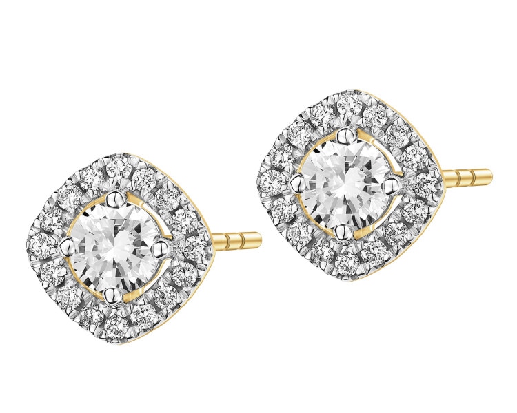 14 K Rhodium-Plated Yellow Gold Earrings  - 0,55 ct - fineness 14 K