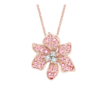 14 K Rhodium Plated Rose Gold Necklace  - fineness 14 K