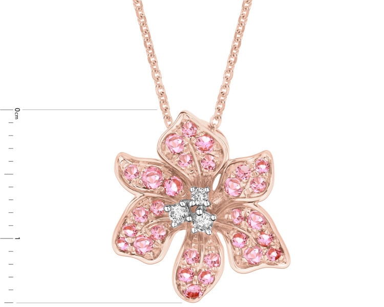 14 K Rhodium Plated Rose Gold Necklace - fineness 14 K
