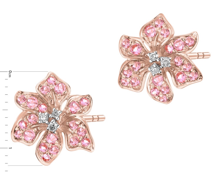 14 K Rhodium Plated Rose Gold Earrings - fineness 14 K