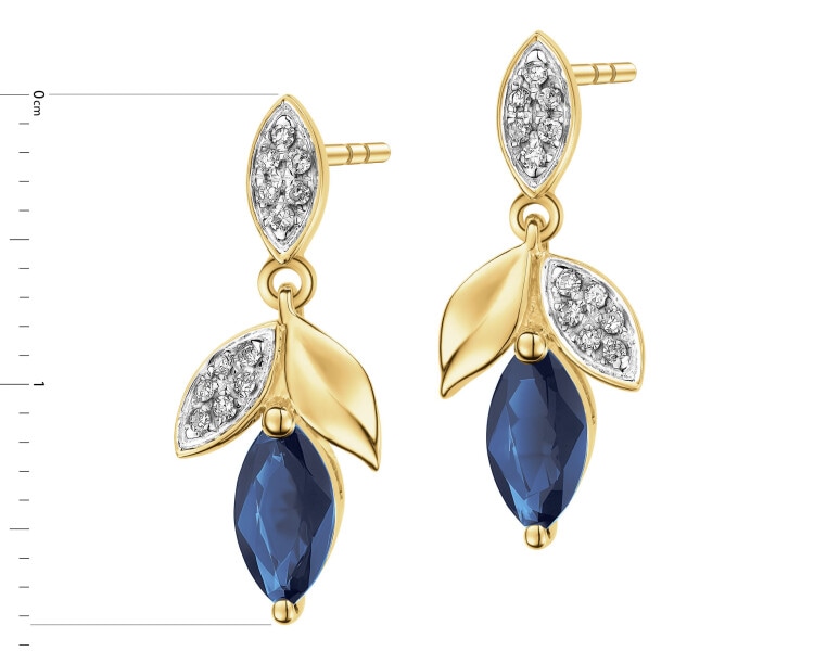 14 K Rhodium-Plated Yellow Gold Dangling Earring - fineness 14 K