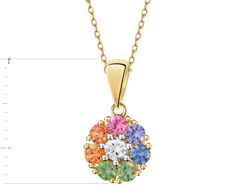 14 K Rhodium-Plated Yellow Gold Pendant - fineness 14 K