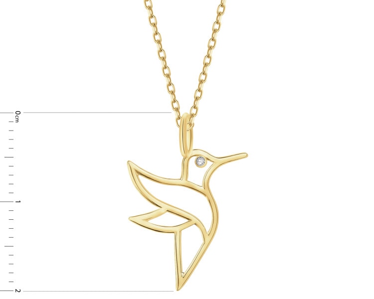Zlatý přívěsek s diamantem - kolibřík - 0,004 ct - ryzost 585