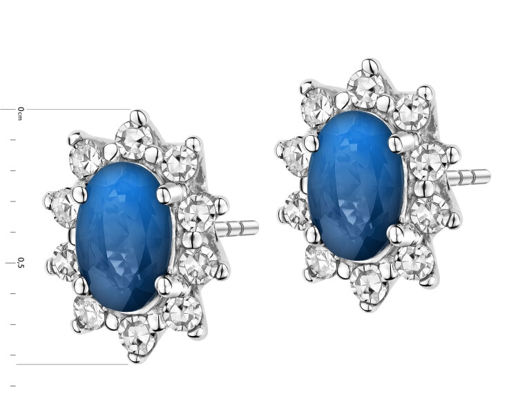 Kolczyki z białego złota z diamentami i szafirami - próba 585