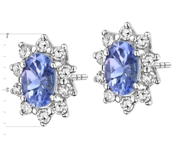 Kolczyki z białego złota z diamentami i tanzanitami - próba 585