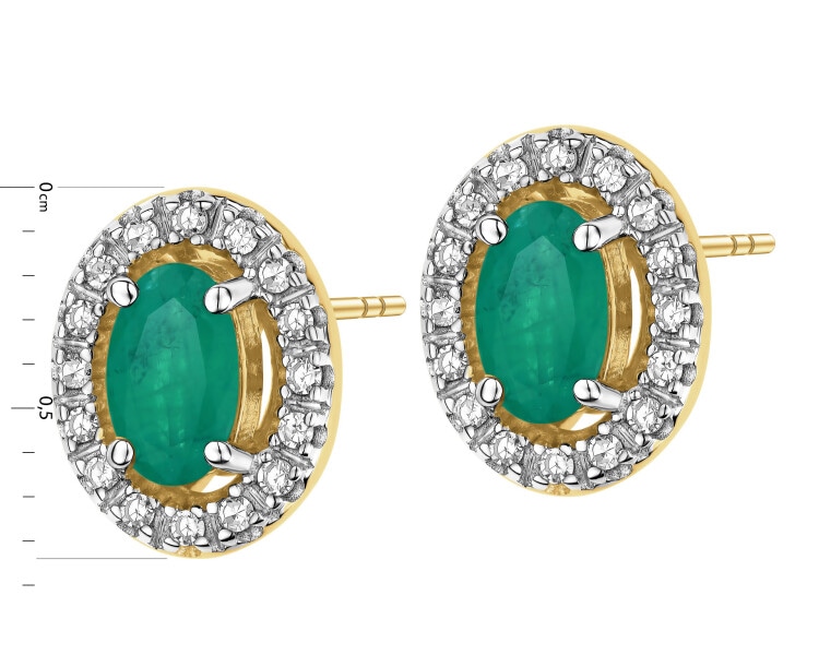 14 K Rhodium-Plated Yellow Gold Earrings - fineness 14 K