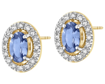 14 K Rhodium-Plated Yellow Gold Earrings  - fineness 14 K