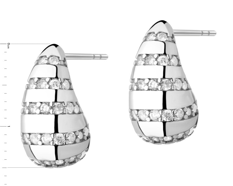 Rhodium-Plated Brass Earrings with Cubic Zirconia