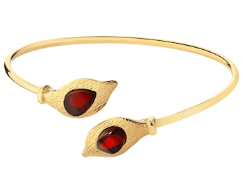 Gold-Plated Silver Rigid Bracelet with Amber