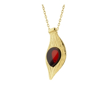 Gold-Plated Silver Pendant with Amber