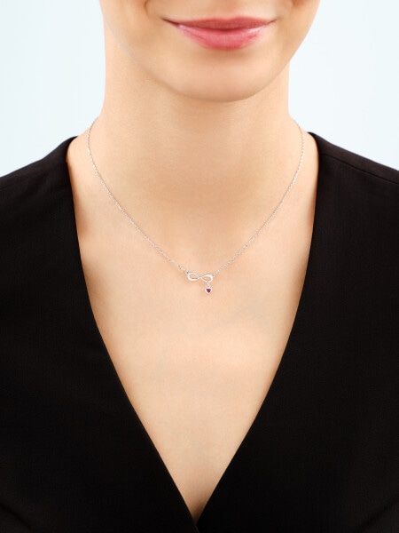 Rhodium Plated Silver Necklace with Cubic Zirconia