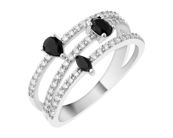 Rhodium Plated Silver Band Ring with Cubic Zirconia