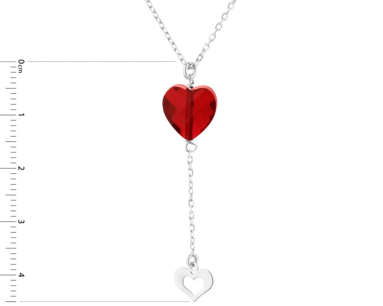 Rhodium Plated Silver Necklace with Glass