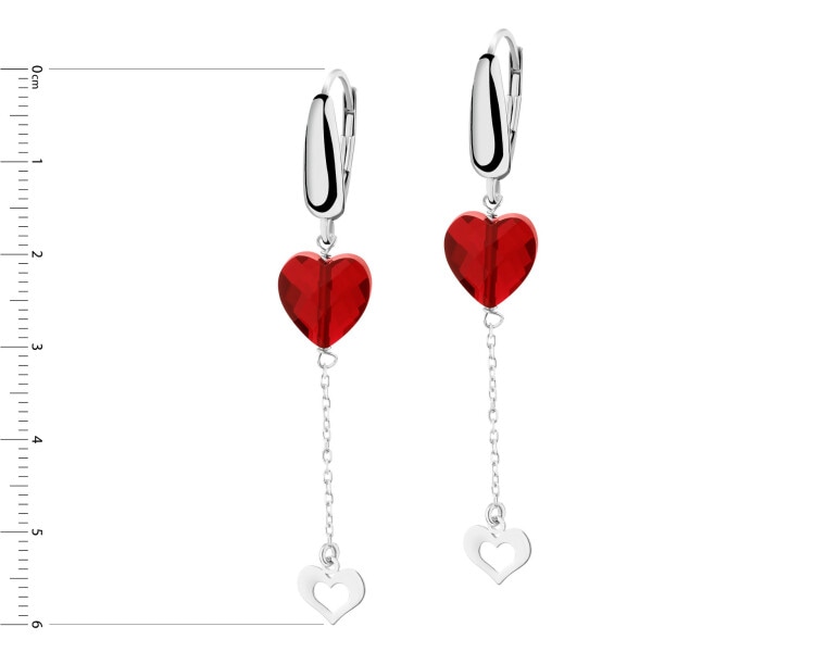 Rhodium Plated Silver Dangling Earring with Glass