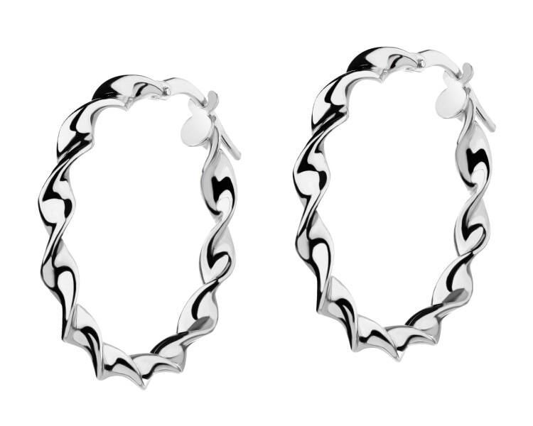 Rhodium Plated Silver Hoop Earring 