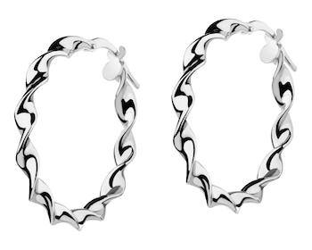 Rhodium Plated Silver Hoop Earring 