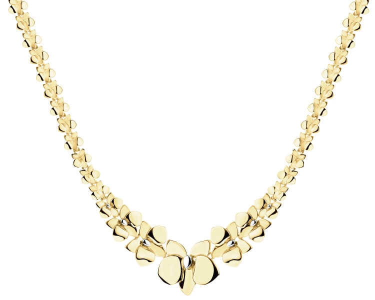 14 K Rhodium-Plated Yellow Gold Necklace 