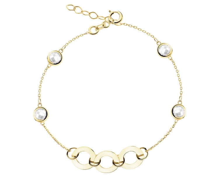 8 K Yellow Gold Bracelet with Cubic Zirconia