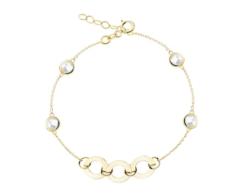 8 K Yellow Gold Bracelet with Cubic Zirconia