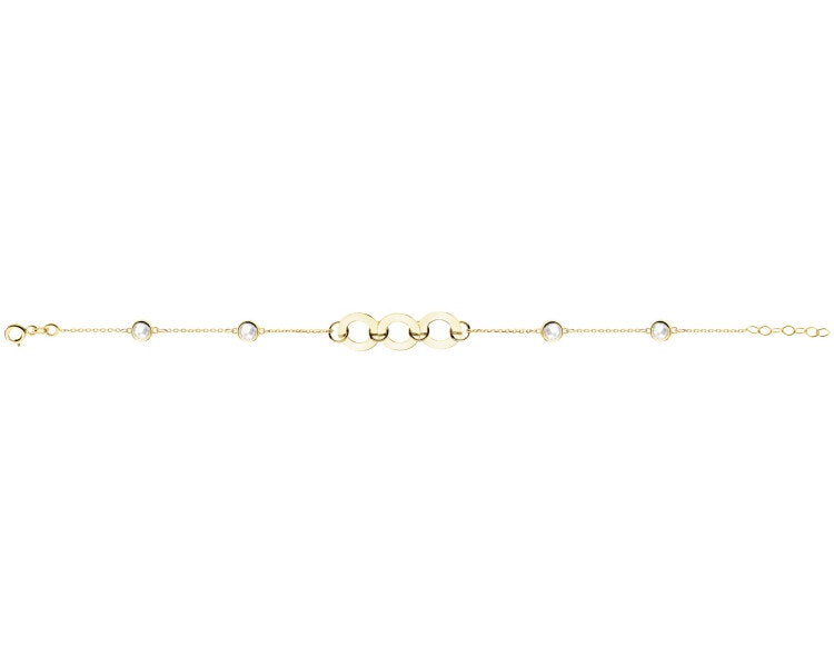 8 K Yellow Gold Bracelet with Cubic Zirconia