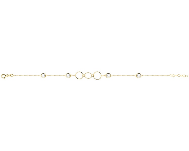 8 K Yellow Gold Bracelet with Cubic Zirconia