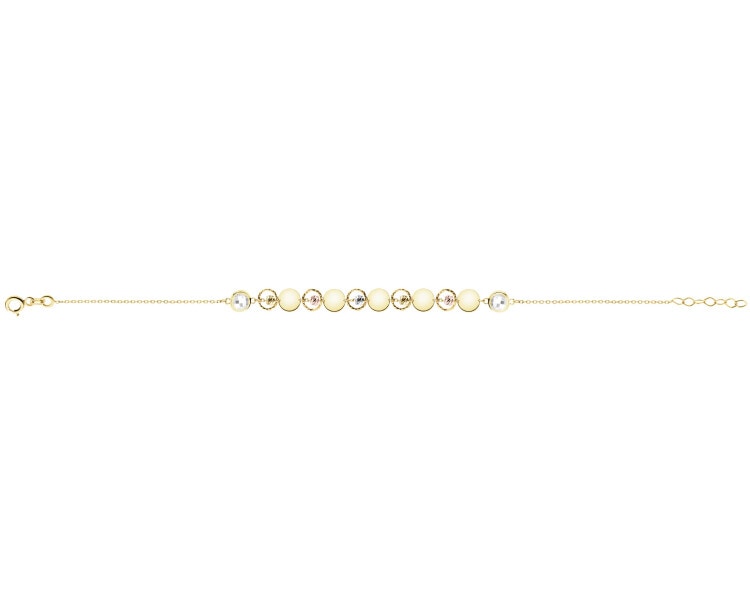 8 K Yellow, Rose & Rhodium Plated White Gold Bracelet with Cubic Zirconia