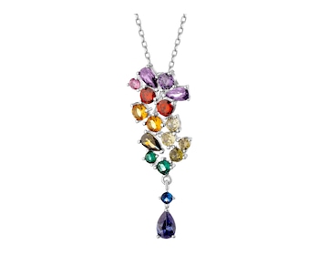 Rhodium Plated Silver Pendant with Cubic Zirconia