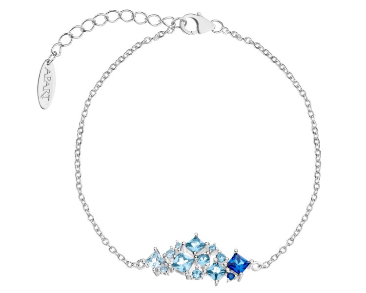 Rhodium Plated Silver Bracelet with Cubic Zirconia