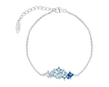 Rhodium Plated Silver Bracelet with Cubic Zirconia